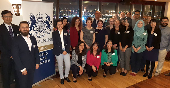 Yazan Madi (second from left) with members of the Chevening community at a meet-up in Dubai