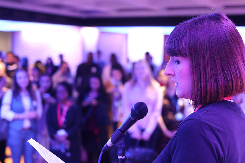 Louise Thomson speaking at Chevening Talks